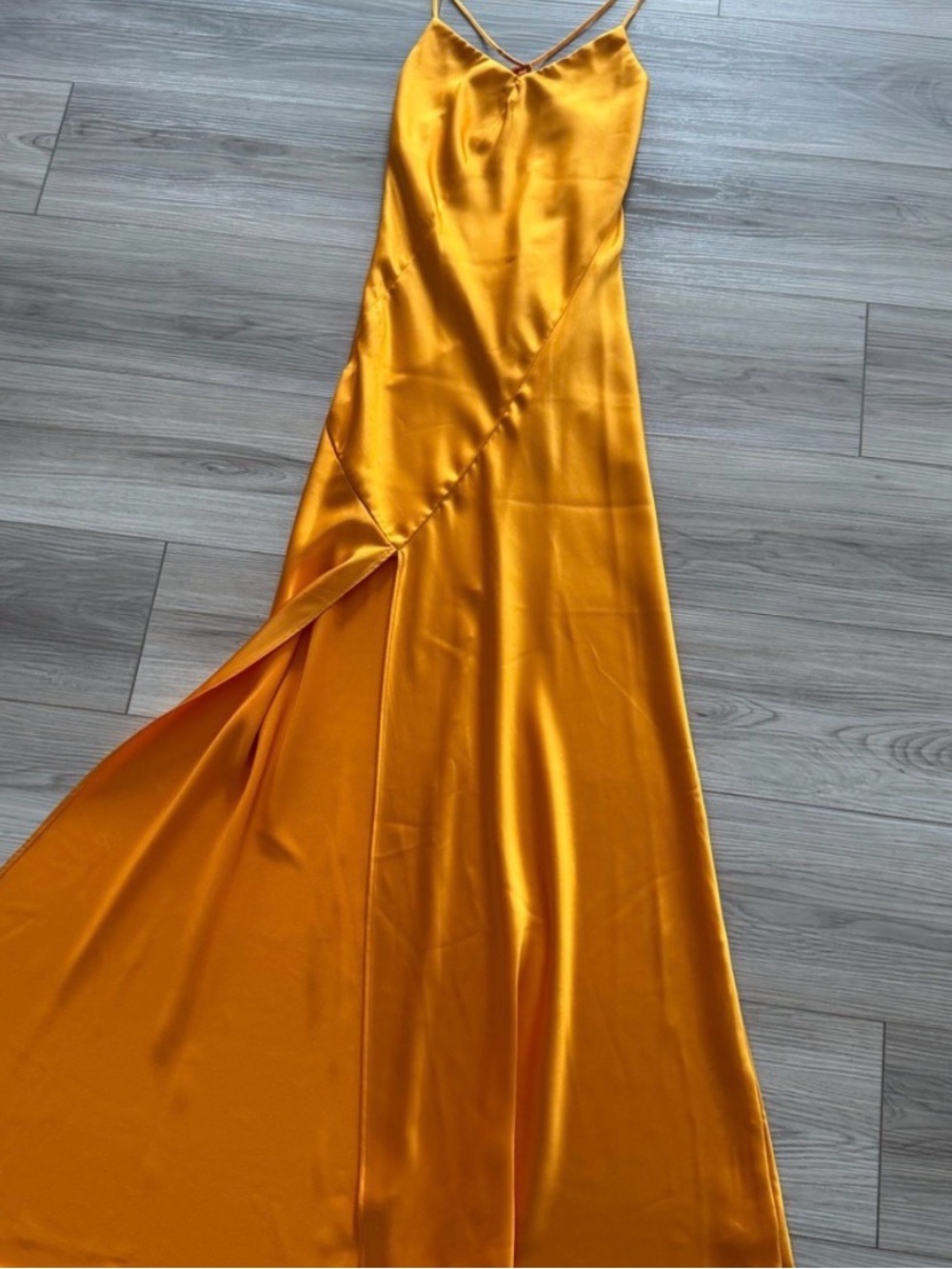 House of Harlow 1960 Satin Maxi Slip Dress in Golden Yellow